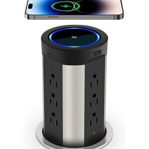 HEZI 4" Pop Up Countertop Outlet with 15W Wireless Charger